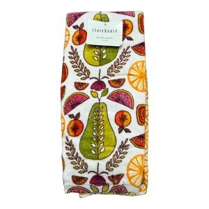 Storehouse Kitchen Towels‎ Set of 2 Multicolor Fruit Pattern New NWT Retro Style